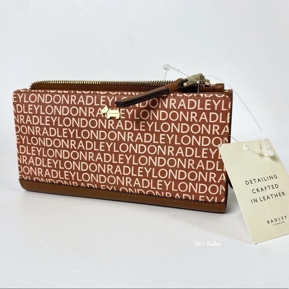 RADLEY LONDON Handbags - Radley London Bifold Leather Wallet Signature Lettering Print in Brown